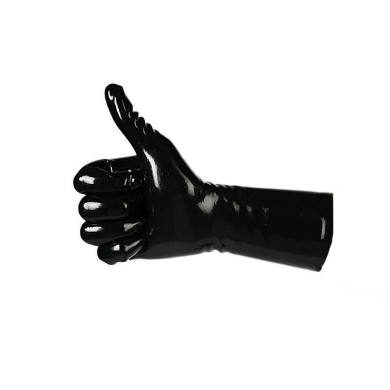 EXLATEX Rubber Secrets Short Latex Mixed Toes Wrist Gloves (Small,Black) - Image 3